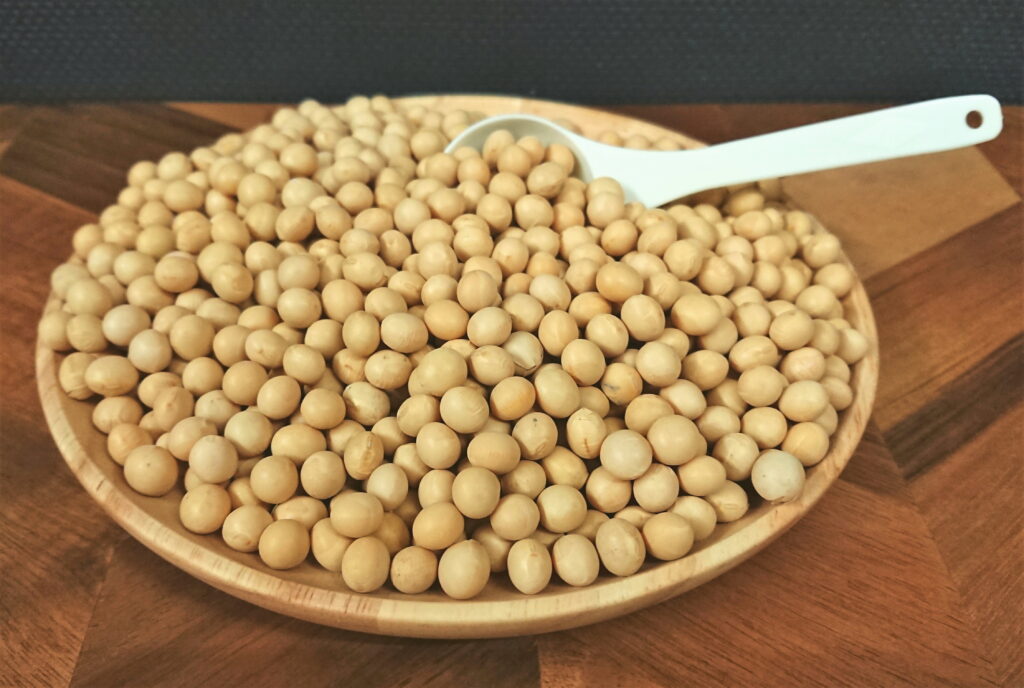 木製のお皿に盛られた国産の大豆02